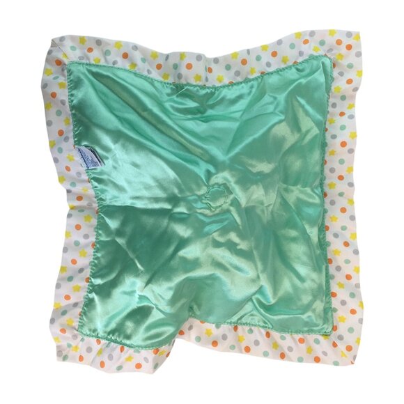 Garanimals Green Little Lamb Lovey Polka Dots Satin Back Rattle Security Blanket - Picture 5 of 7